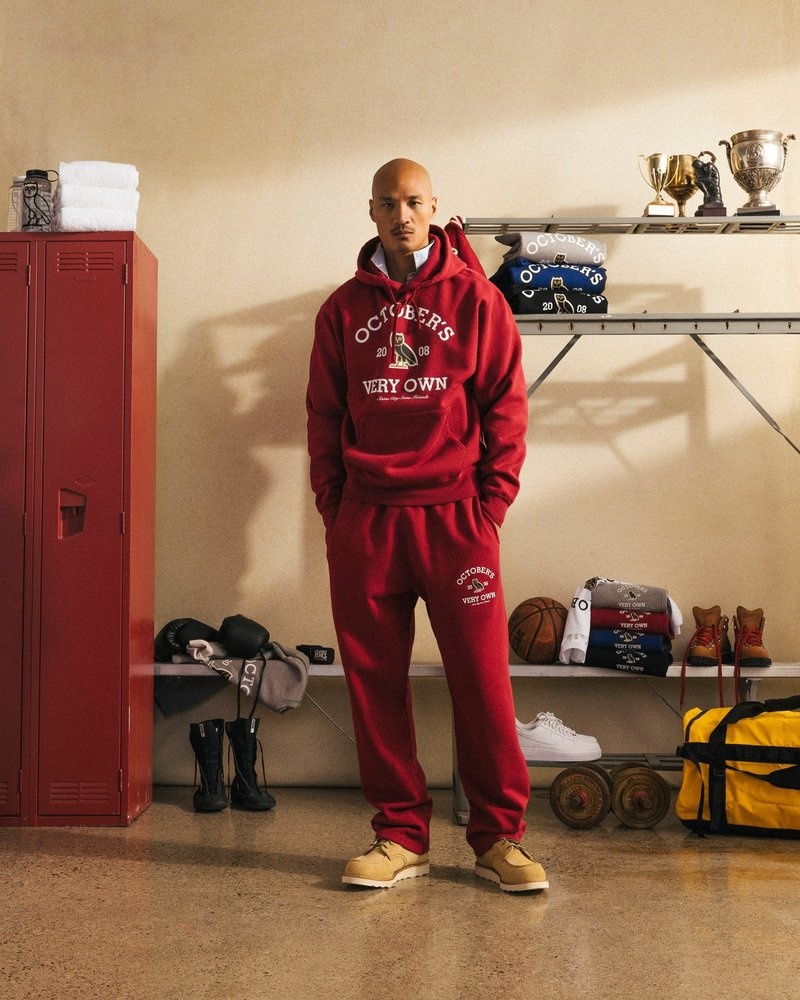 pantalones octobers very own ovo collegiate open hem sweatpant scarlet