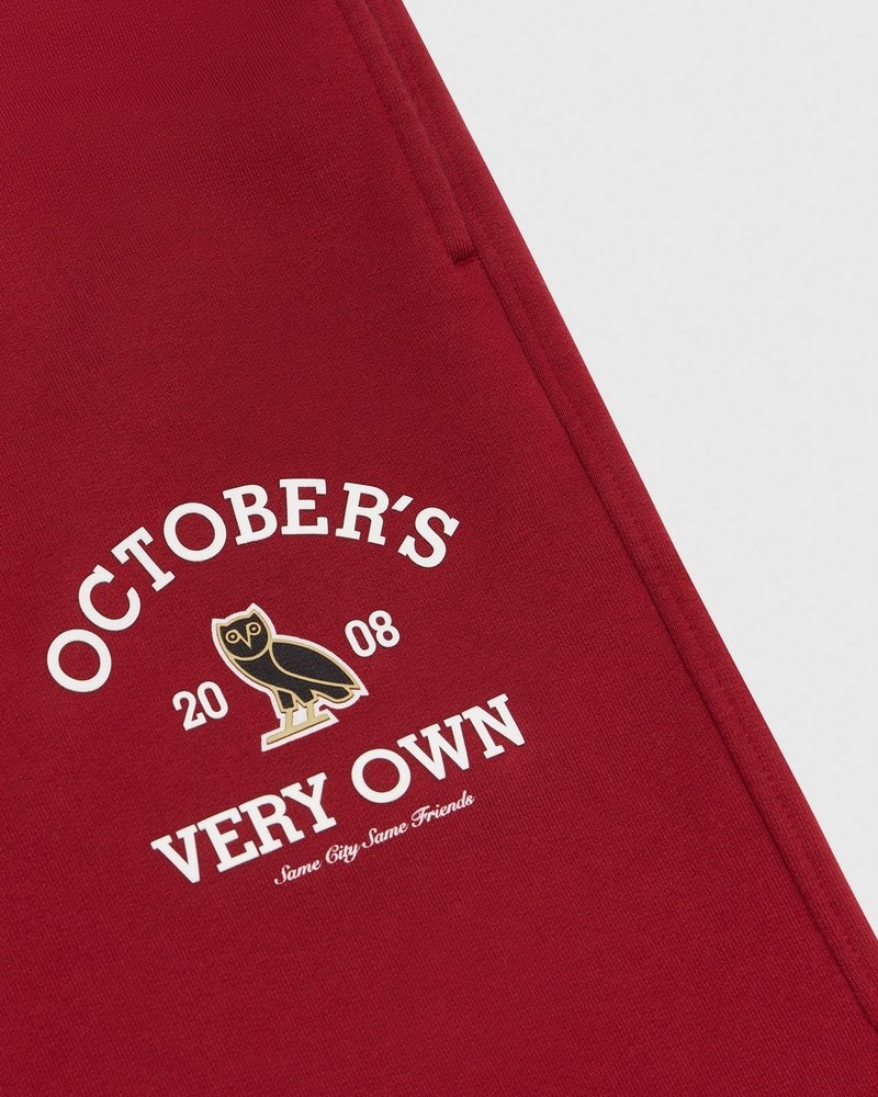 pantalones octobers very own ovo collegiate open hem sweatpant scarlet
