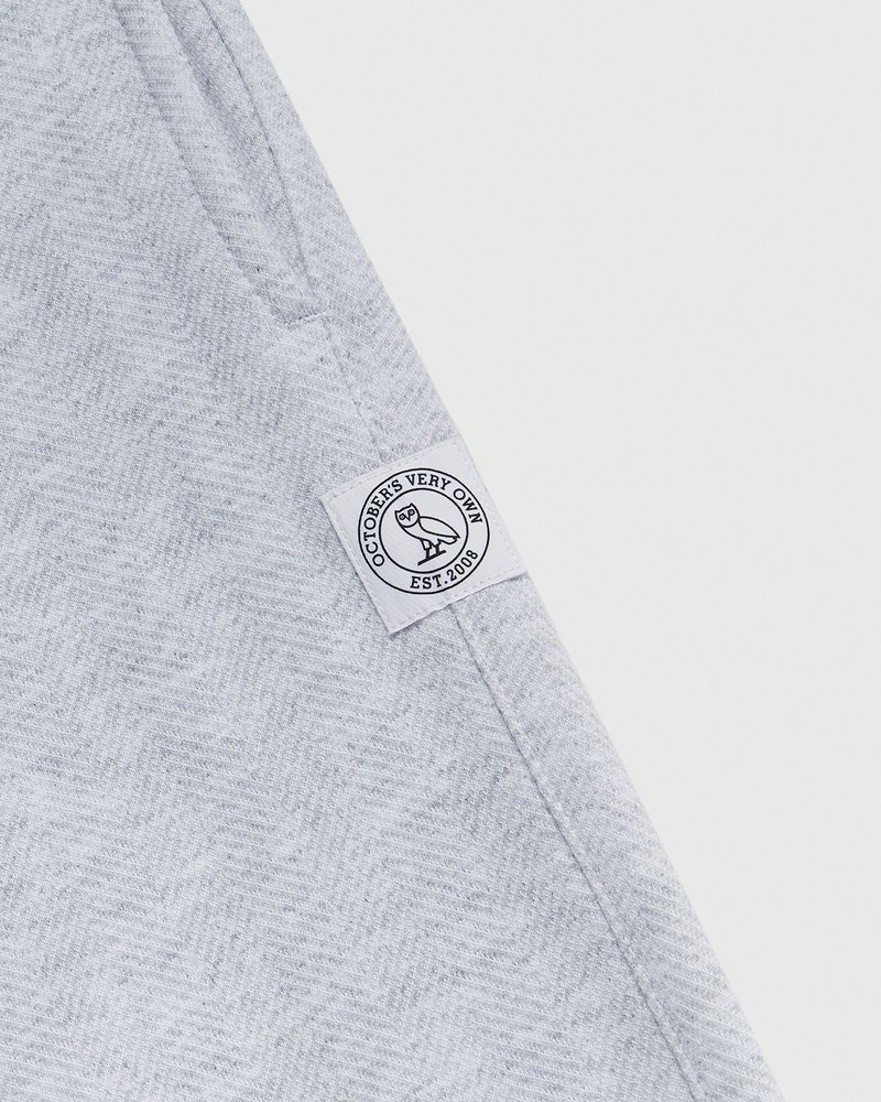 pantalones octobers very own ovo herringbone open hem sweatpant grises