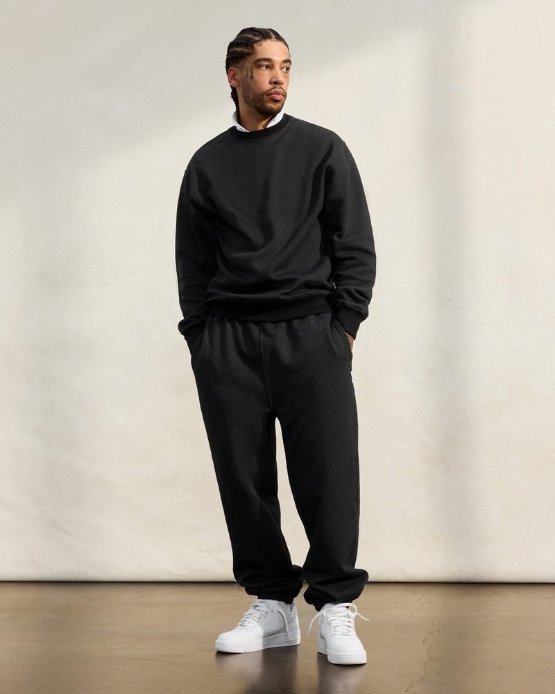 pantalones octobers very own ovo seersucker fleece relaxed fit sweatpant blackcharcoal