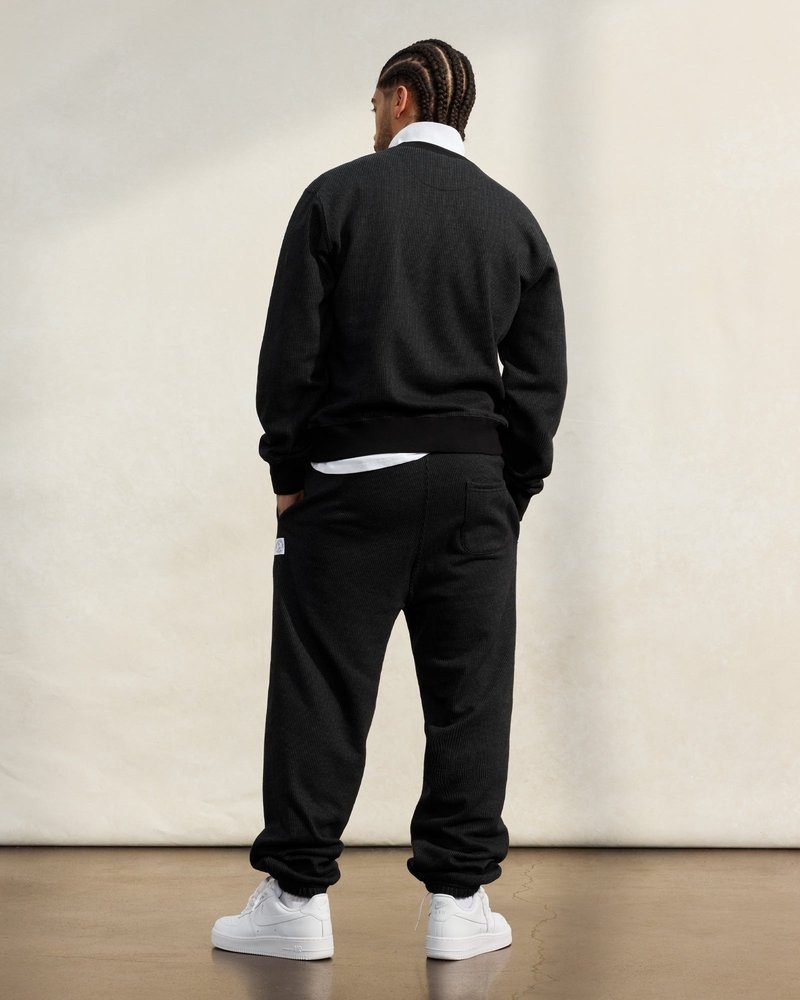 pantalones octobers very own ovo seersucker fleece relaxed fit sweatpant blackcharcoal