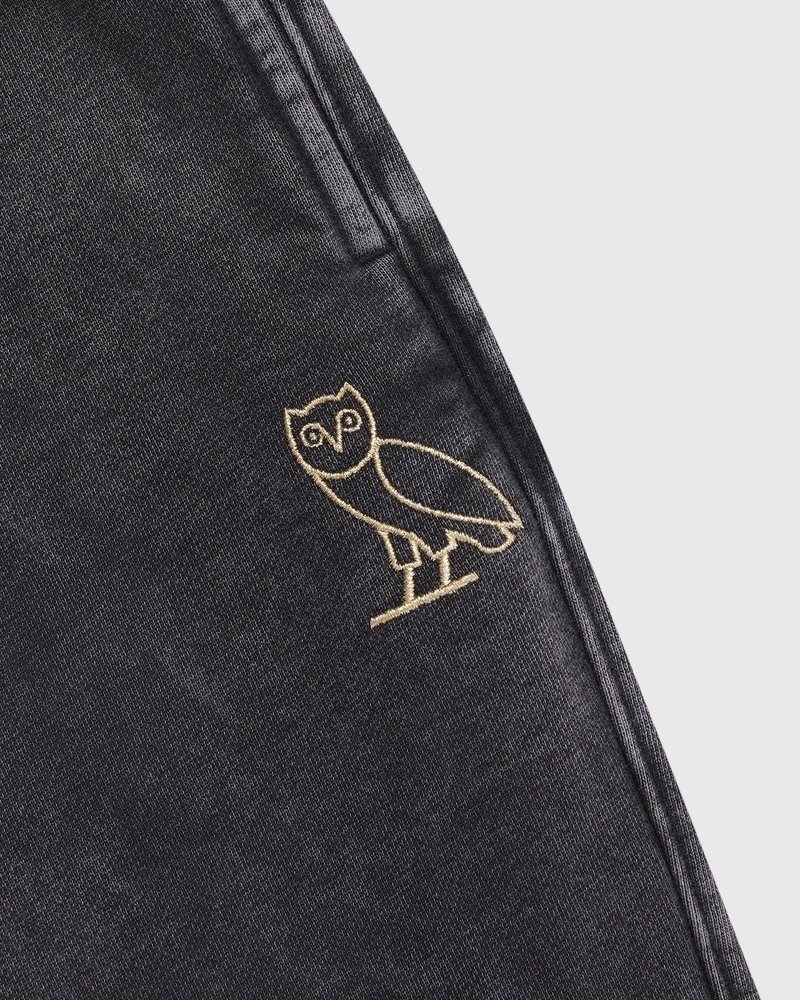 pantalones octobers very own ovo muskoka garment dyed open hem sweatpant negros