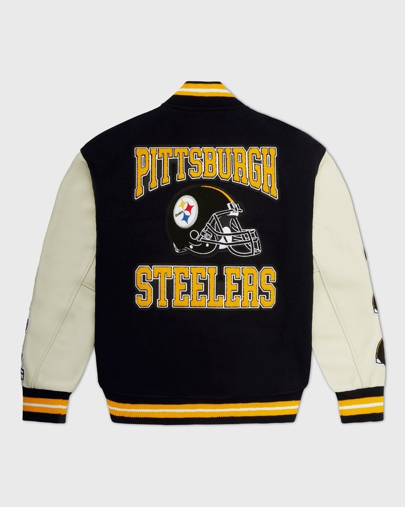 ropa de abrigo octobers very own ovo nfl pittsburgh steelers varsity jacket negros