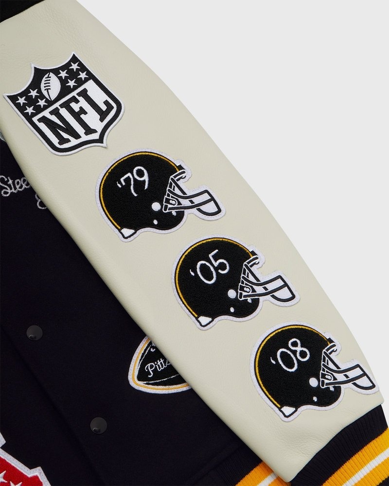 ropa de abrigo octobers very own ovo nfl pittsburgh steelers varsity jacket negros