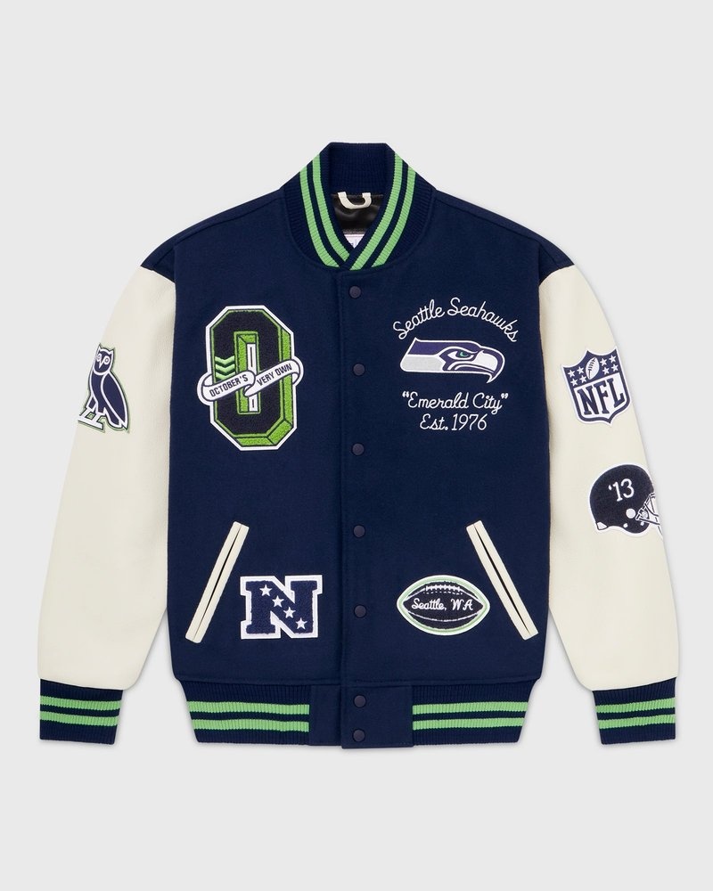 ropa de abrigo octobers very own ovo nfl seattle seahawks varsity jacket azules