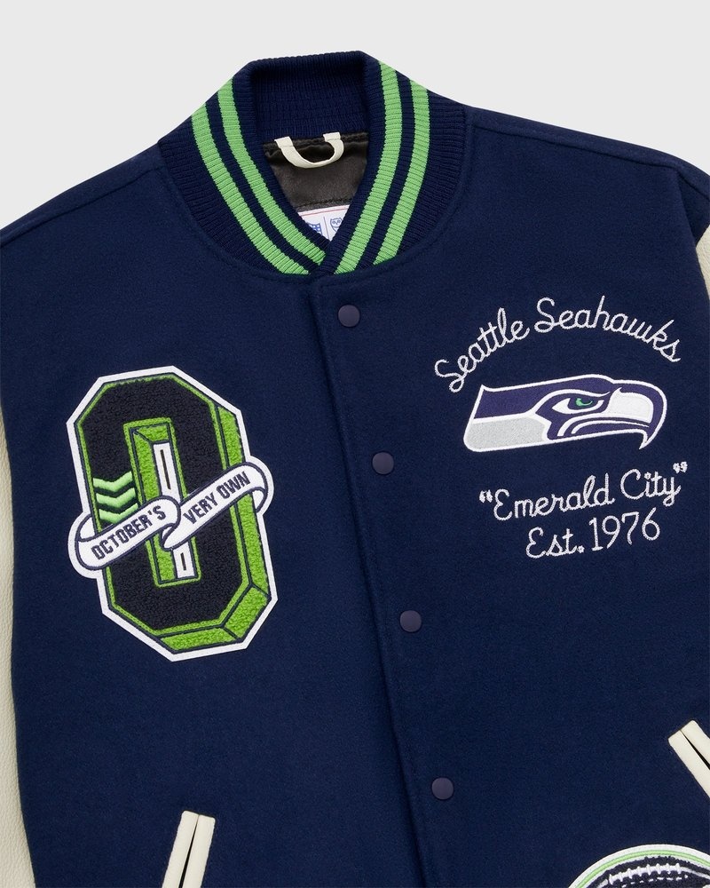 ropa de abrigo octobers very own ovo nfl seattle seahawks varsity jacket azules