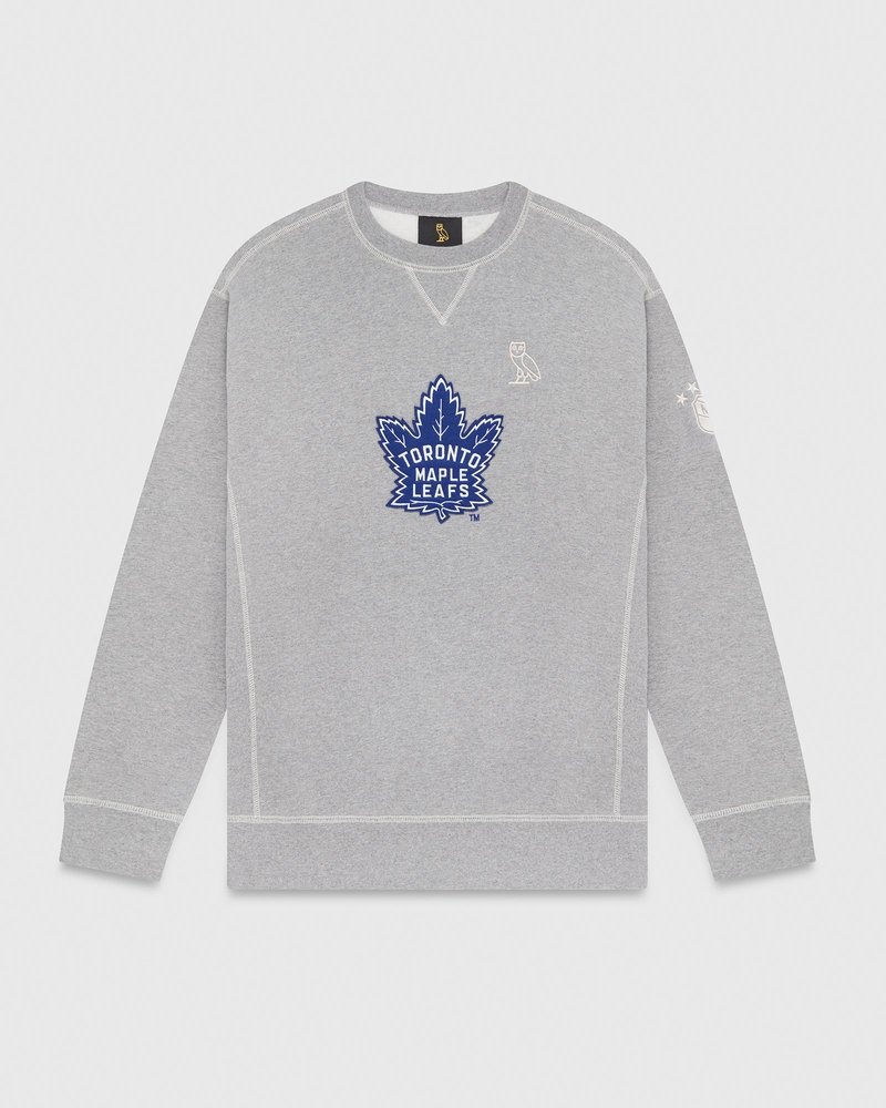 suéteres octobers very own ovo toronto maple leafs crewneck grises
