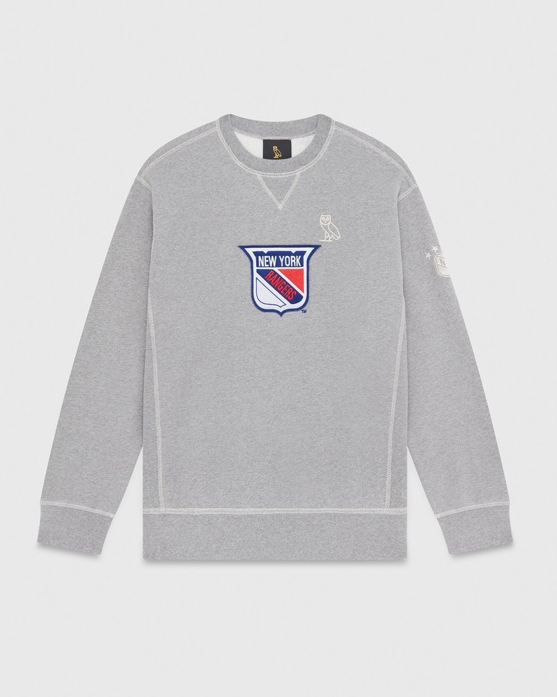 suéteres octobers very own ovo new york rangers crewneck grises