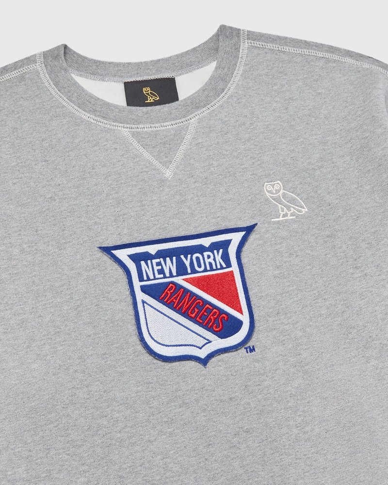 suéteres octobers very own ovo new york rangers crewneck grises
