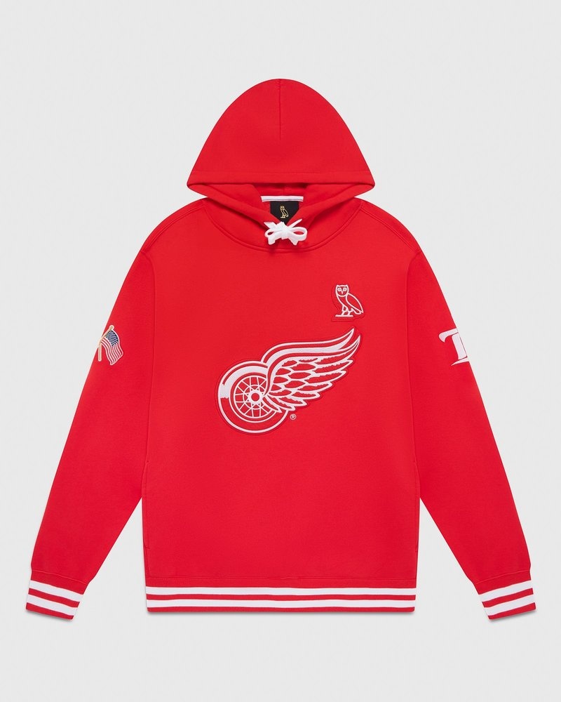 suéteres octobers very own ovo detroit red wings hoodie rojos