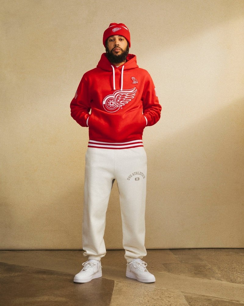 suéteres octobers very own ovo detroit red wings hoodie rojos