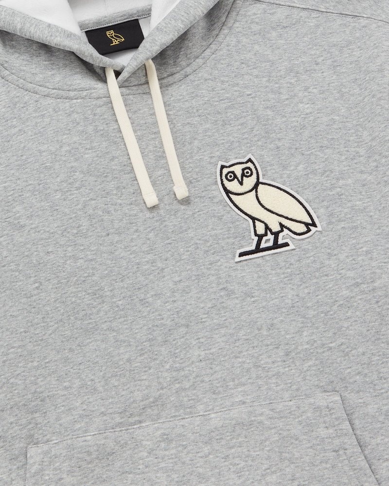 suéteres octobers very own ovo mini og plush hoodie grises