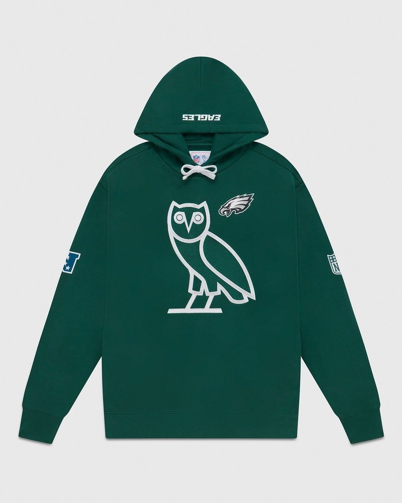suéteres octobers very own ovo nfl philadelphia eagles og hoodie verdes