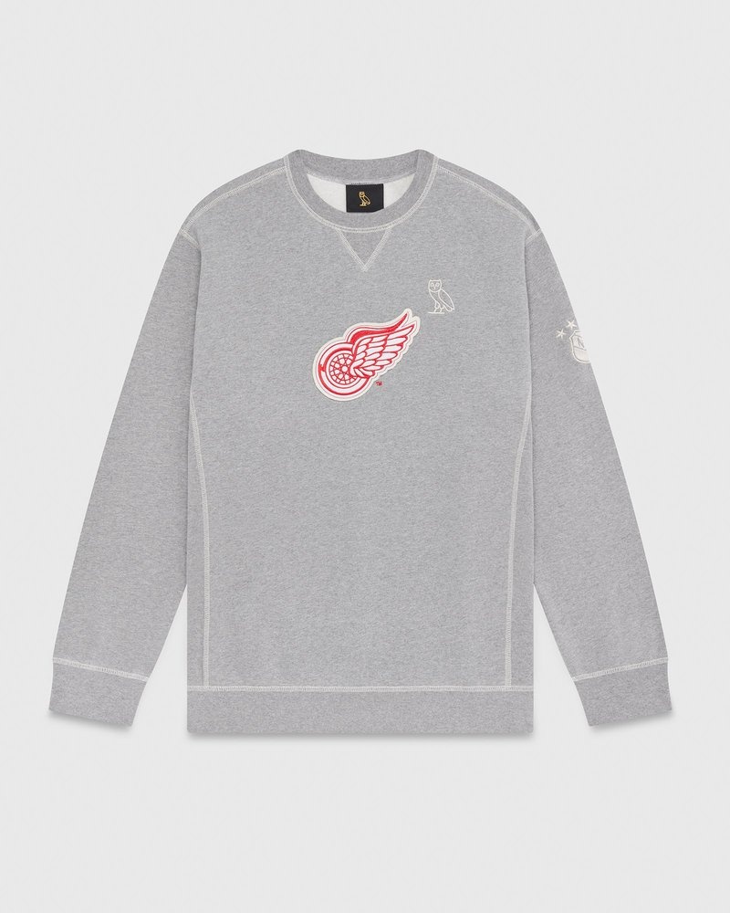 suéteres octobers very own ovo detroit red wings crewneck grises