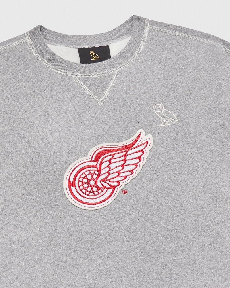 suéteres octobers very own ovo detroit red wings crewneck grises