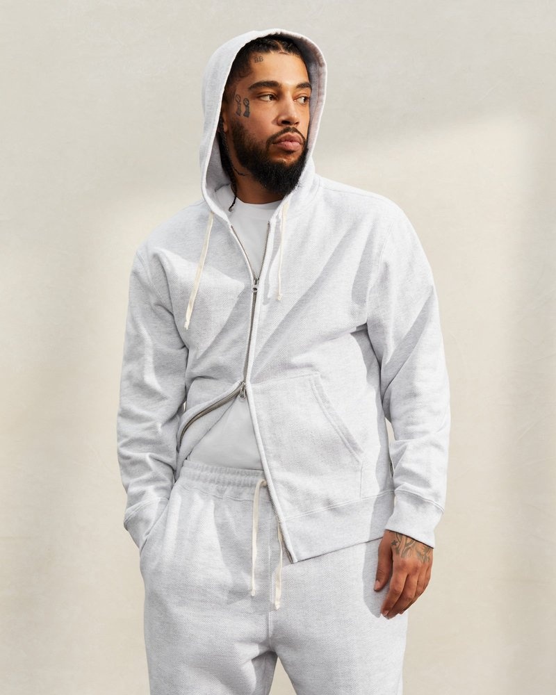 suéteres octobers very own ovo herringbone full-zip hoodie grises