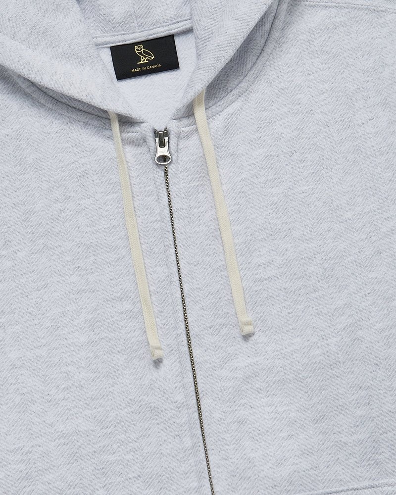 suéteres octobers very own ovo herringbone full-zip hoodie grises