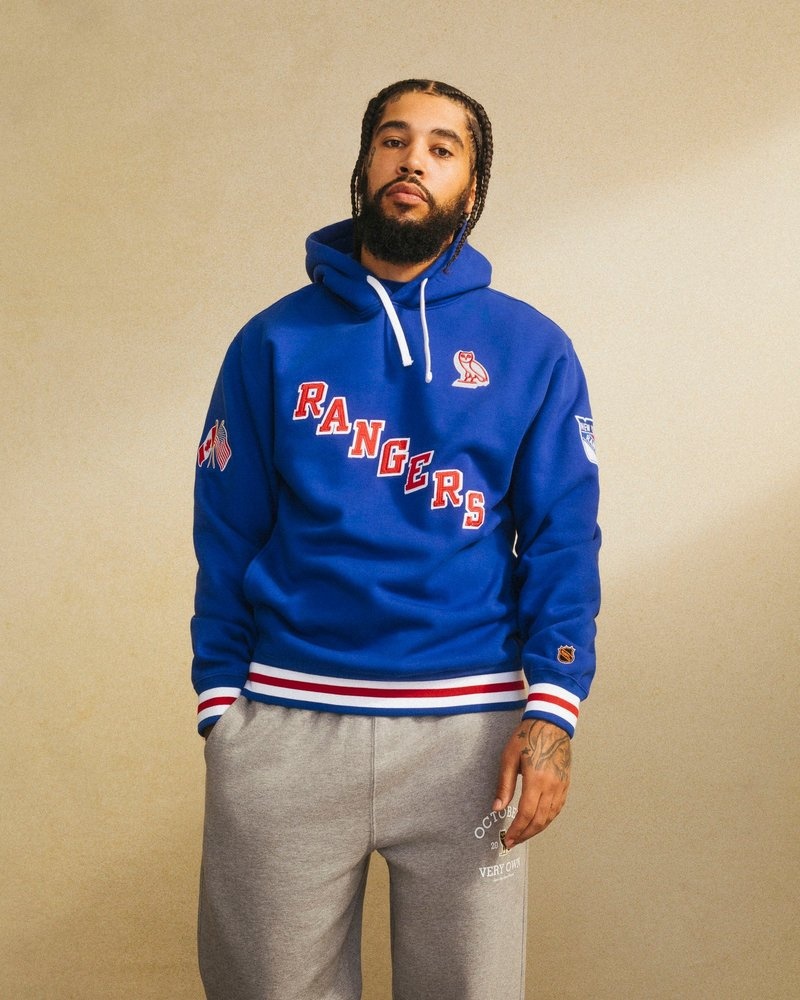 suéteres octobers very own ovo new york rangers hoodie azules