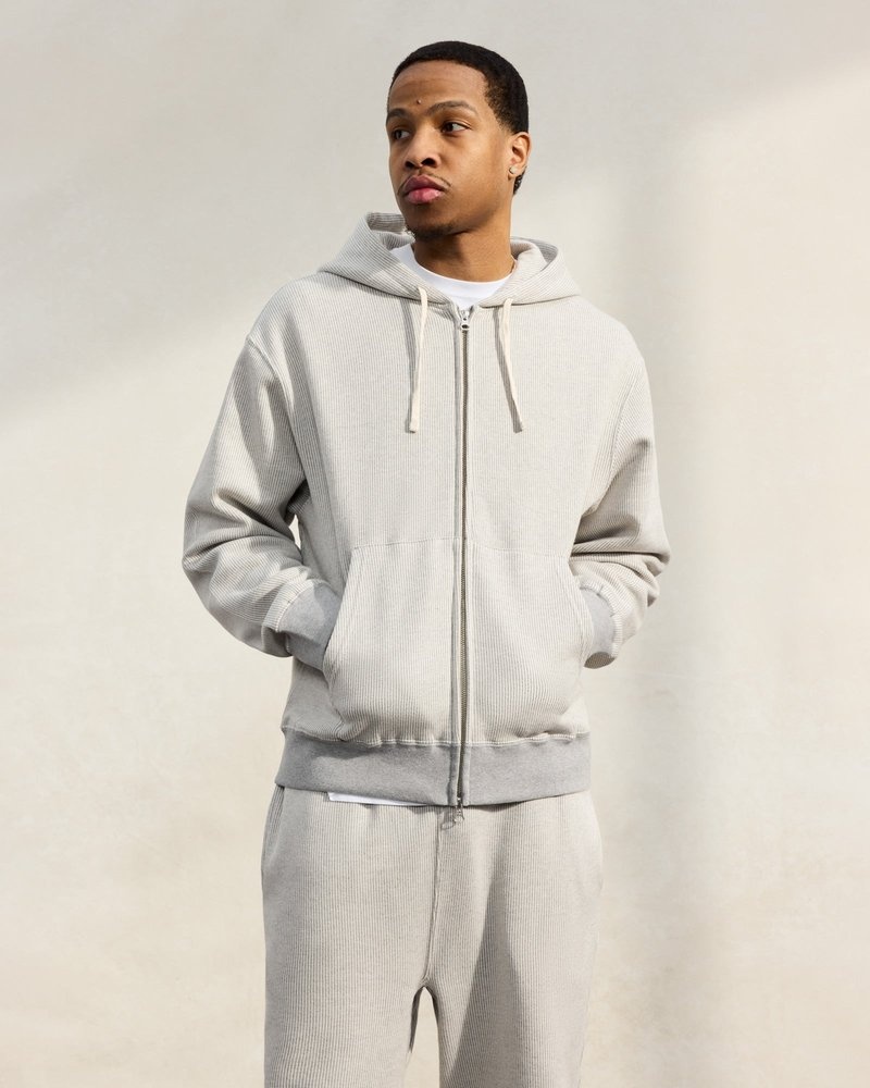 suéteres octobers very own ovo seersucker fleece full zip hoodie greycream