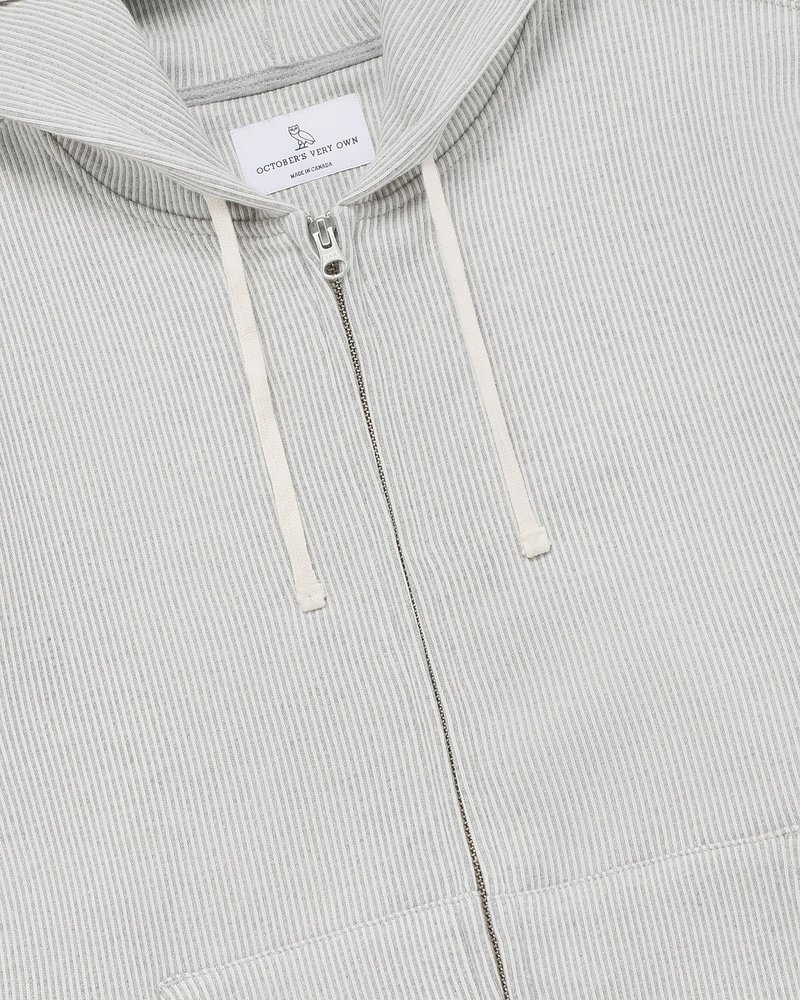 suéteres octobers very own ovo seersucker fleece full zip hoodie greycream