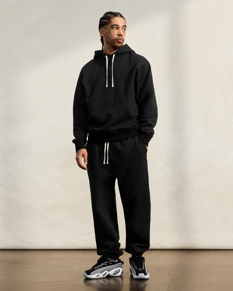 suéteres octobers very own ovo seersucker fleece hoodie blackcharcoal
