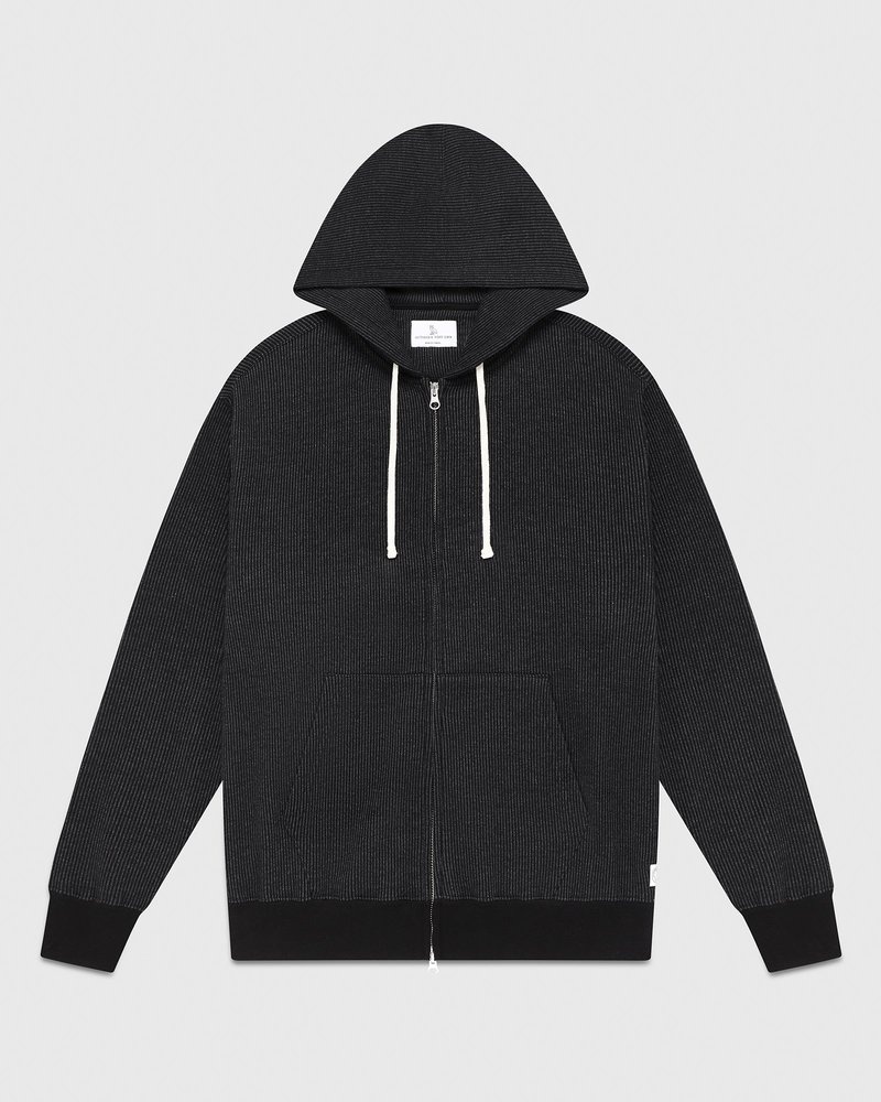 suéteres octobers very own ovo seersucker fleece full zip hoodie blackcharcoal