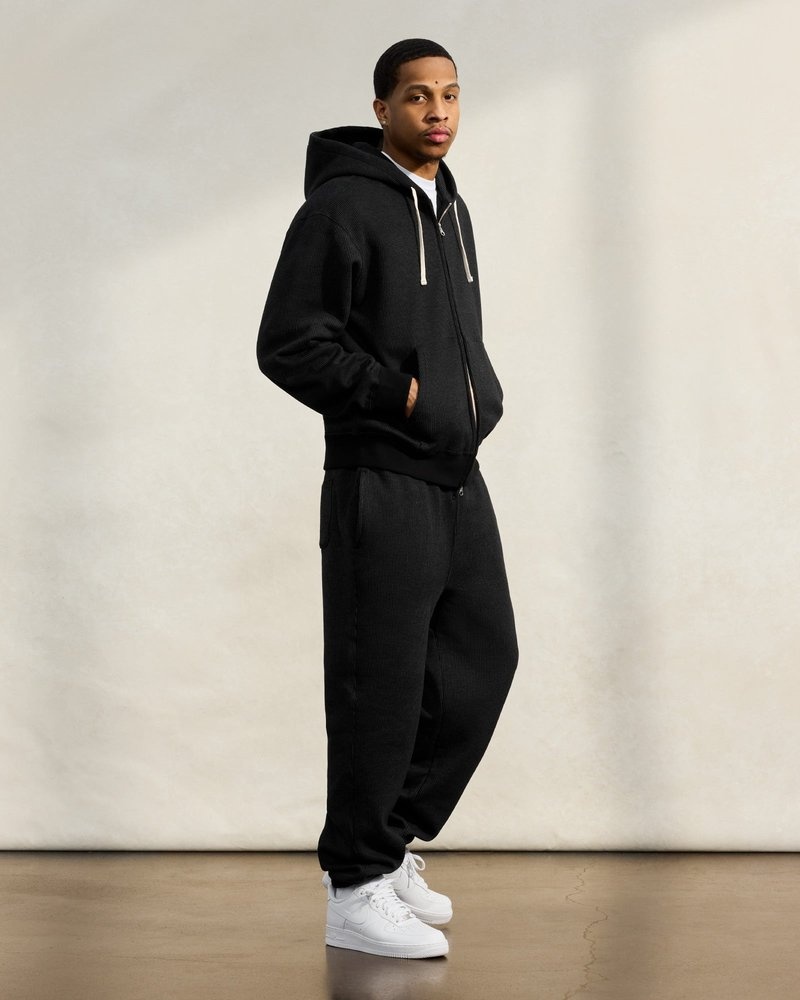 suéteres octobers very own ovo seersucker fleece full zip hoodie blackcharcoal