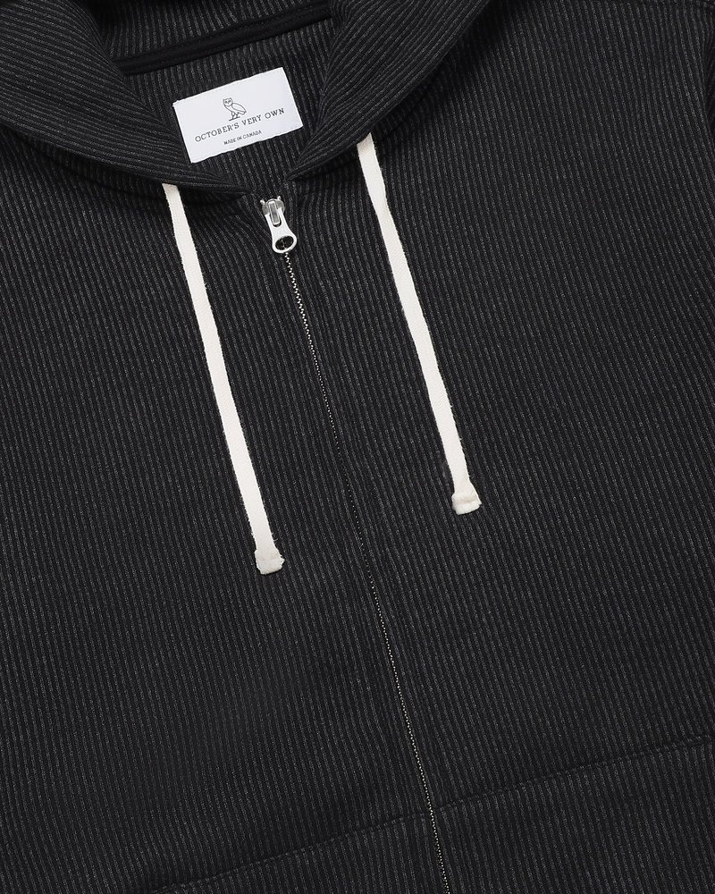 suéteres octobers very own ovo seersucker fleece full zip hoodie blackcharcoal