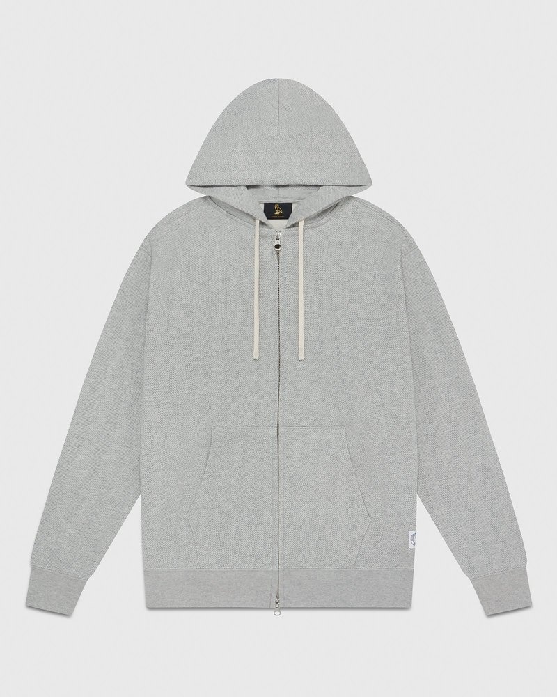 suéteres octobers very own ovo herringbone full-zip hoodie grises