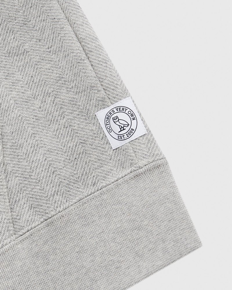 suéteres octobers very own ovo herringbone full-zip hoodie grises