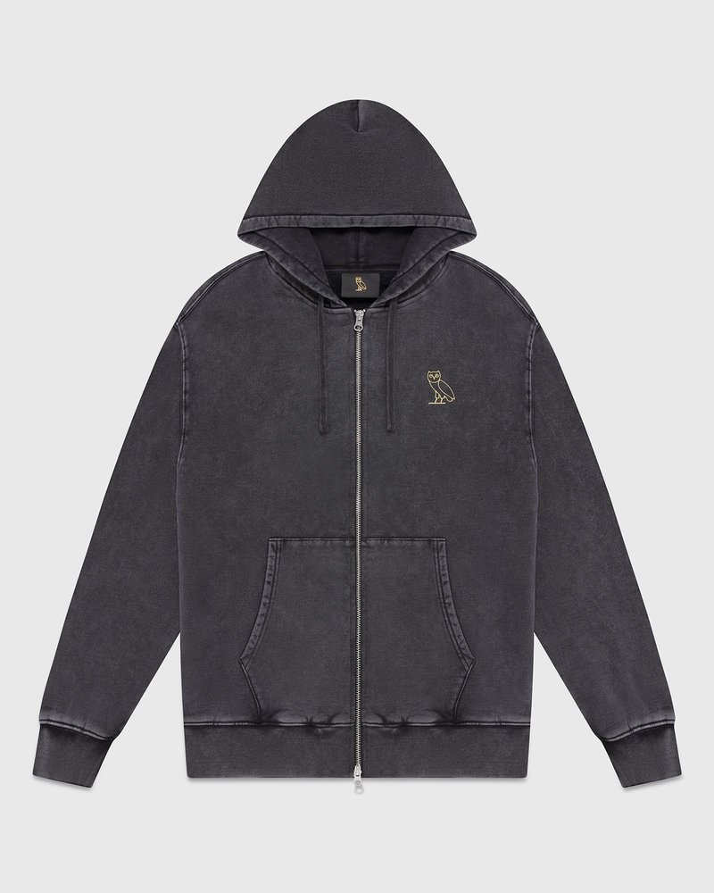 suéteres octobers very own ovo muskoka garment dyed full-zip hoodie negros