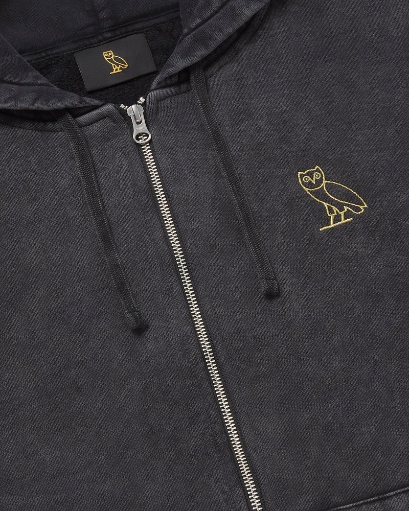 suéteres octobers very own ovo muskoka garment dyed full-zip hoodie negros