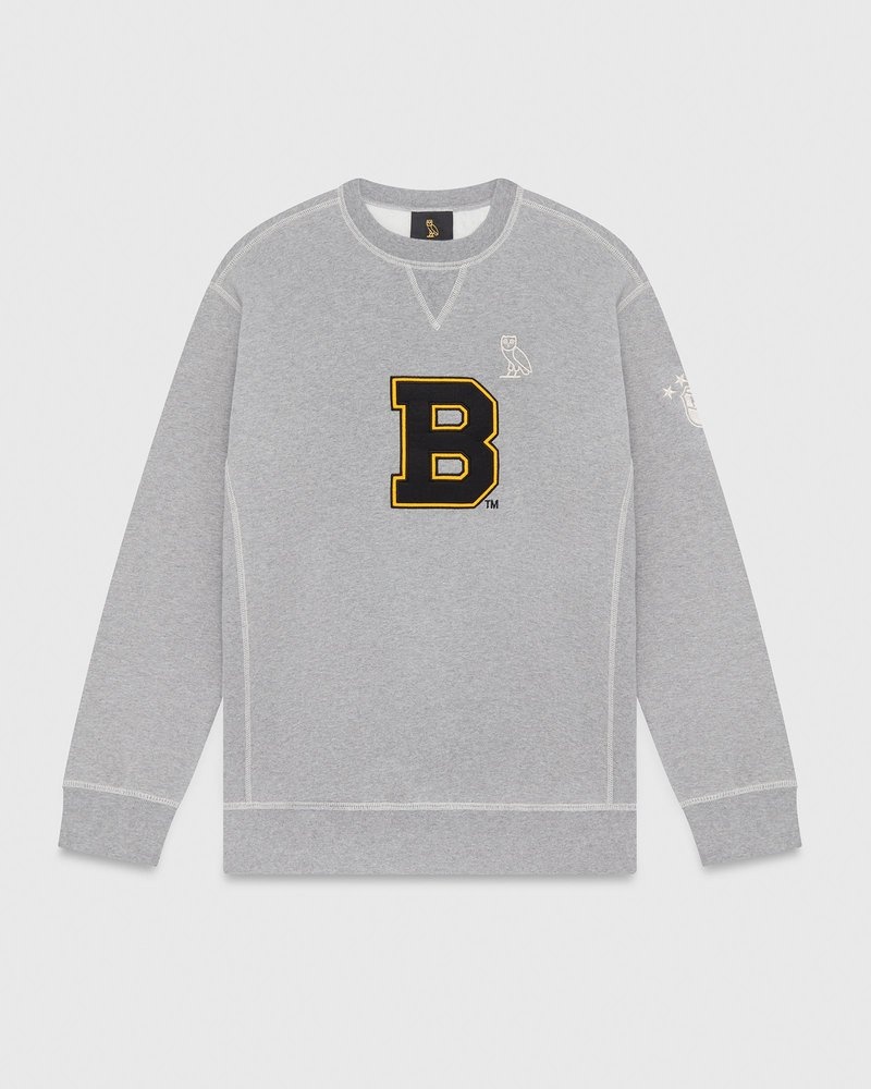 suéteres octobers very own ovo boston bruins crewneck grises
