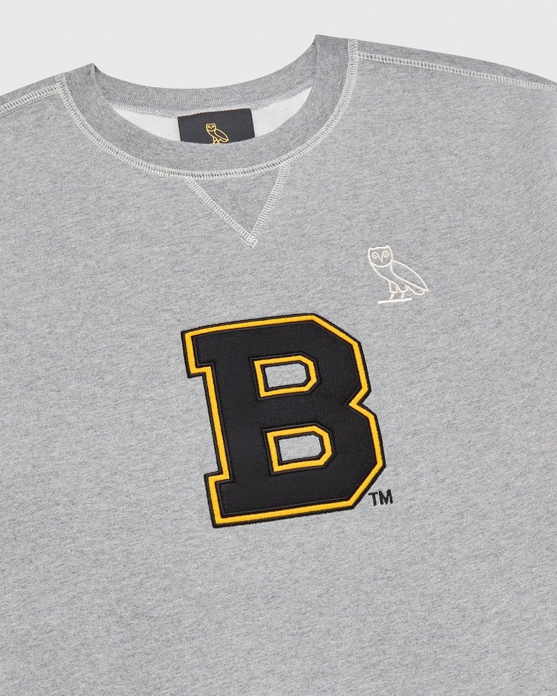 suéteres octobers very own ovo boston bruins crewneck grises