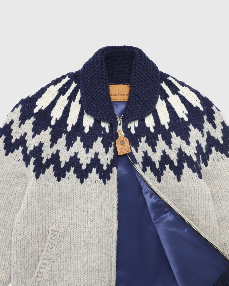 tops octobers very own ovo canadian sueter company hand knit cardigan oatmeal