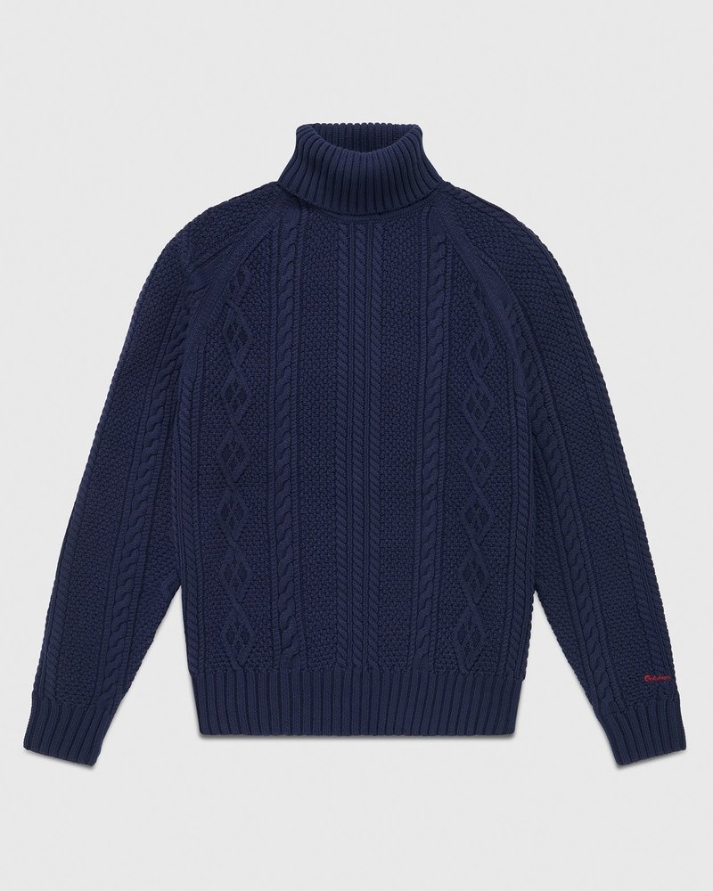 tops octobers very own ovo cable knit turtleneck sueter azul marino