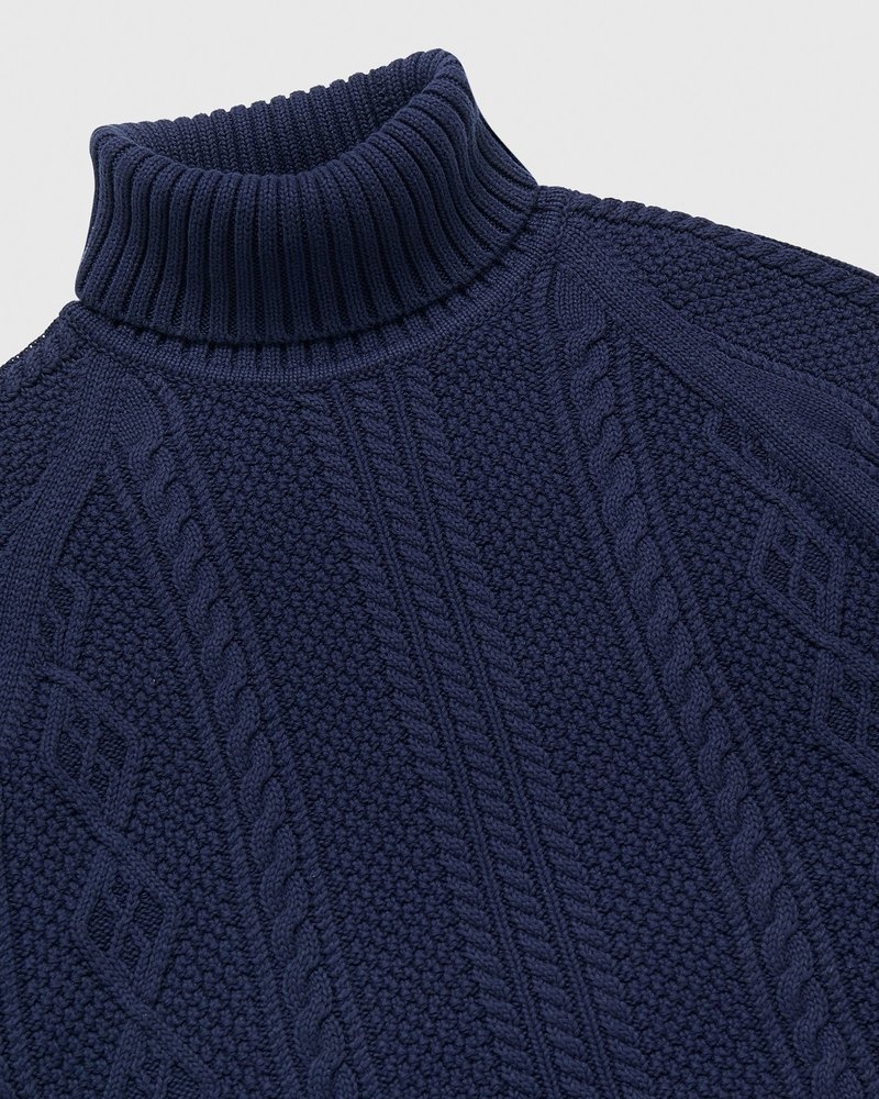 tops octobers very own ovo cable knit turtleneck sueter azul marino