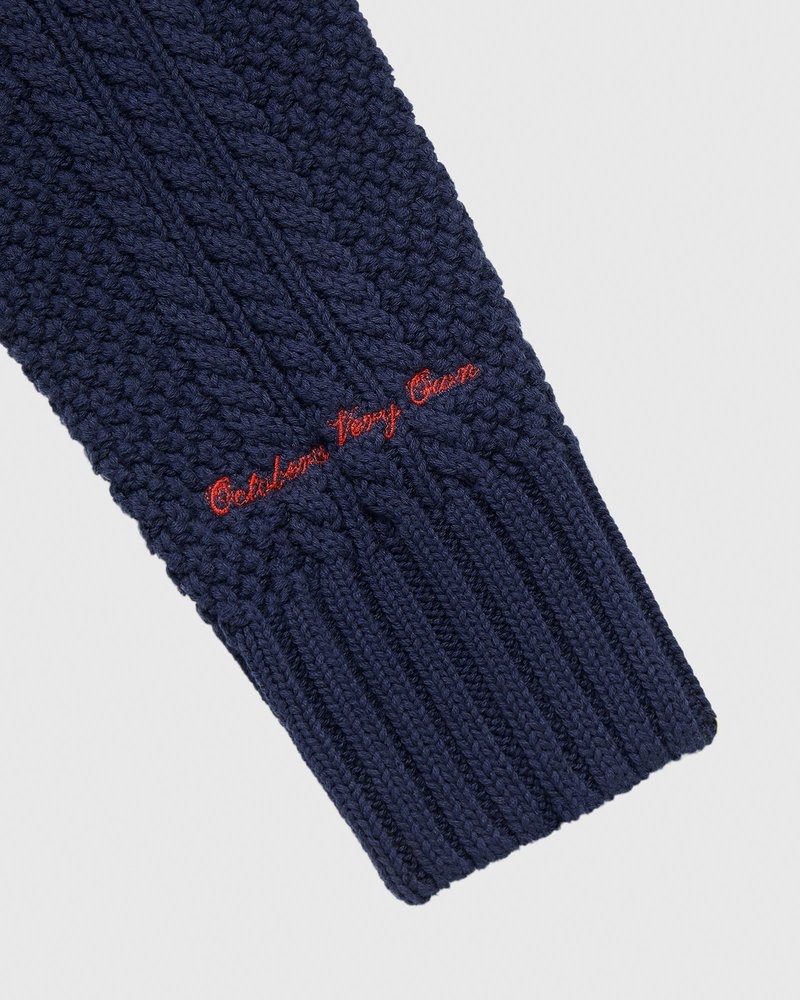 tops octobers very own ovo cable knit turtleneck sueter azul marino
