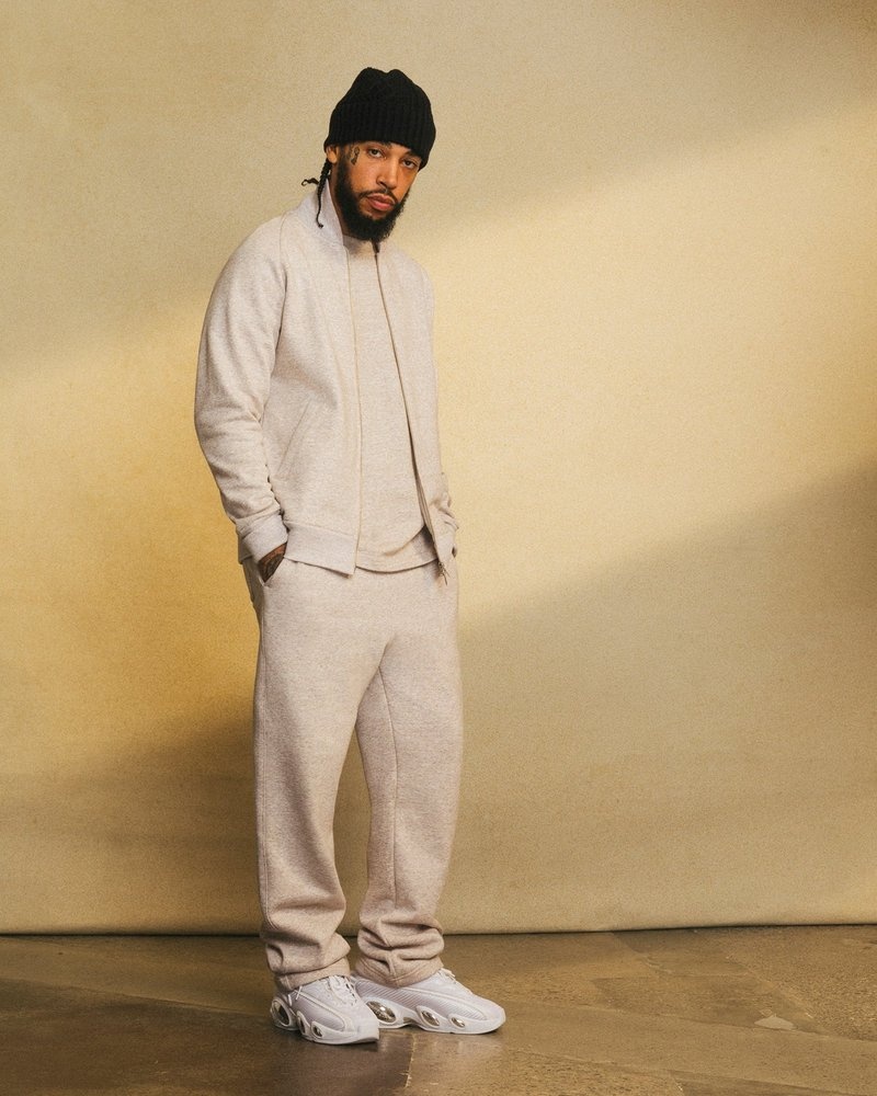 tops octobers very own ovo speckle fleece full-zip cardigan oatmeal