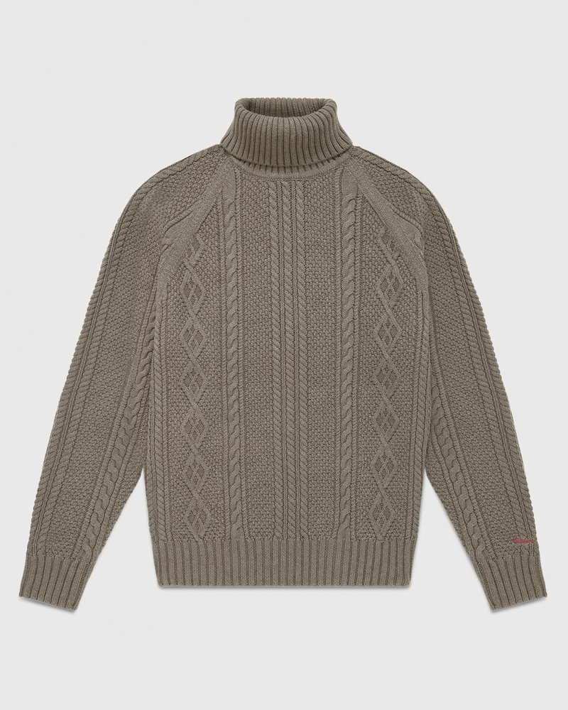 tops octobers very own ovo cable knit turtleneck sueter taupe