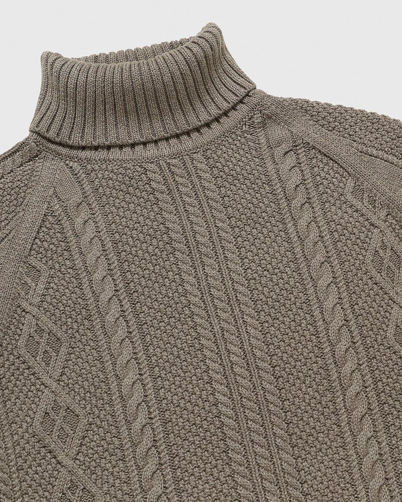 tops octobers very own ovo cable knit turtleneck sueter taupe