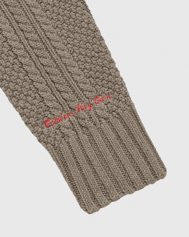 tops octobers very own ovo cable knit turtleneck sueter taupe