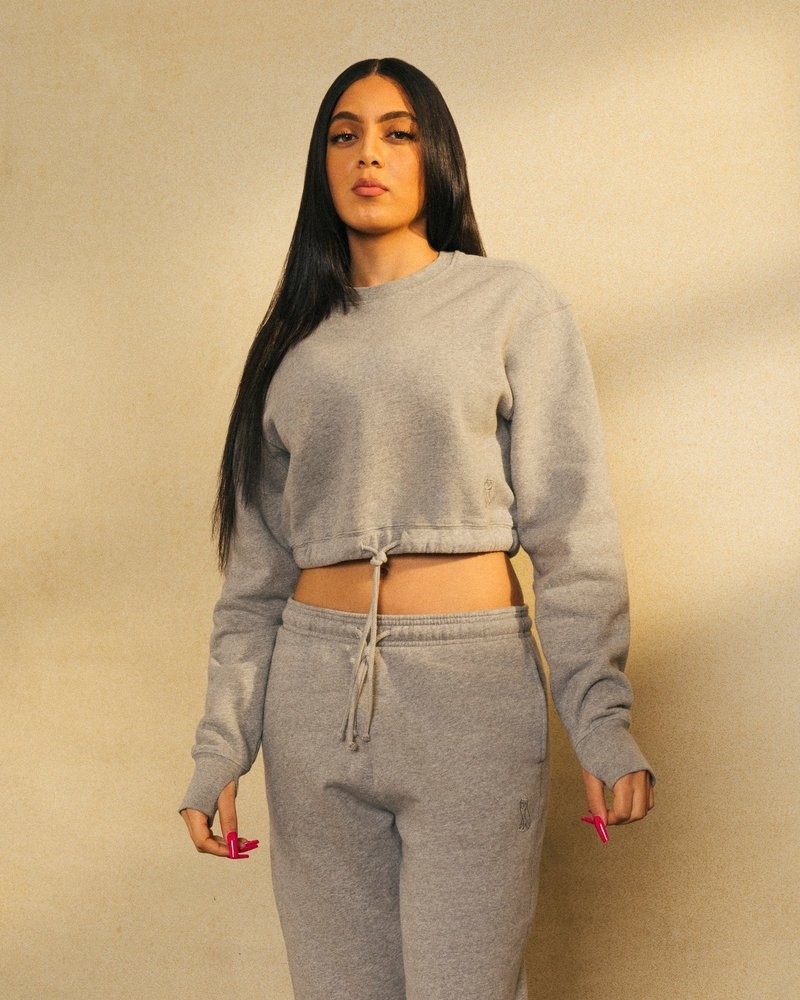 suéteres octobers very own ovo cropped crewneck sweatshirt grises