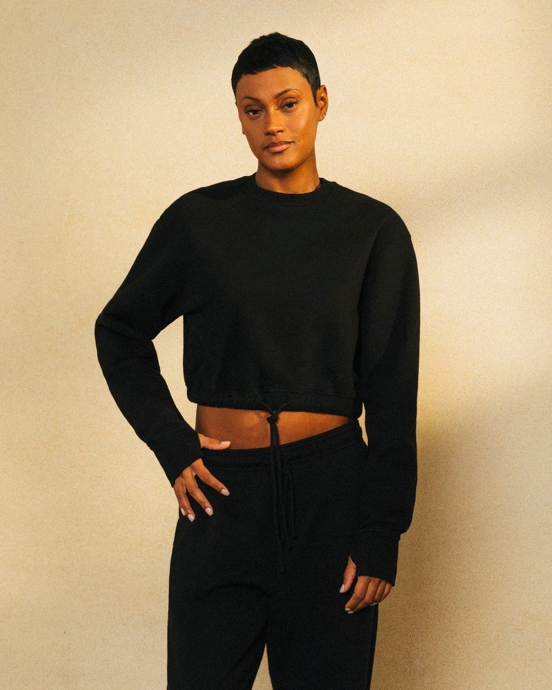suéteres octobers very own ovo cropped crewneck sweatshirt negros